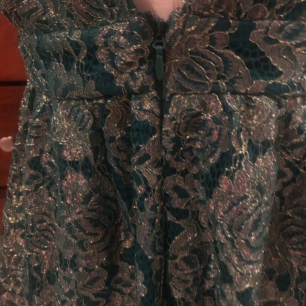 Lulu's Teal Green Lace Plunge Mini Dress - Picture 7 of 11
